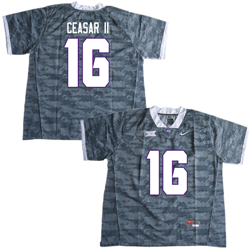 Men #16 C.J. Ceasar II TCU Horned Frogs College Football Jerseys Sale-Gray